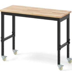 Verstellbare Werkbank mit Rollen & 1100 kg Tragfähigkeit & 2 Lochplatten Computertisch Arbeitstisch