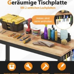 Verstellbare Werkbank mit Rollen & 1100 kg Tragfähigkeit & 2 Lochplatten Computertisch Arbeitstisch