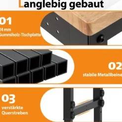 Verstellbare Werkbank mit Rollen & 1100 kg Tragfähigkeit & 2 Lochplatten Computertisch Arbeitstisch