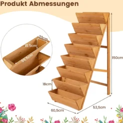 Vertikales Hochbeet mit 8 Etagen aus Tannenholz Blumenbeet mit Pflanzkästen Blumentreppe Orange