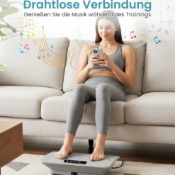 Vibrationsplatte Rüttelplatte mit Schwerkraftsensor & Fernbedienung Vibrationstrainer Schwarz/Grau