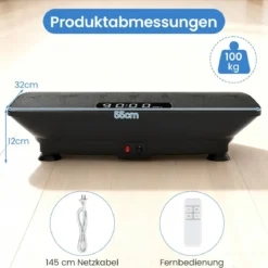 Vibrationsplatte Rüttelplatte mit Schwerkraftsensor & Fernbedienung Vibrationstrainer Schwarz/Grau