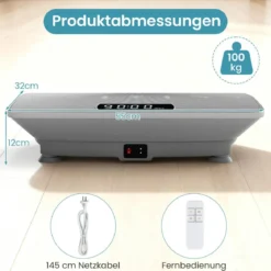 Vibrationsplatte Rüttelplatte mit Schwerkraftsensor & Fernbedienung Vibrationstrainer Schwarz/Grau