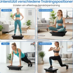 Vibrationsplatte Rüttelplatte mit Schwerkraftsensor & Fernbedienung Vibrationstrainer Schwarz/Grau