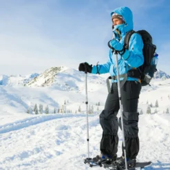 Vielseitiges Schneeschuhe-Set 53 cm ergonomische Schneeschuhe mit Doppel-Ratschenbindungssystem Silber