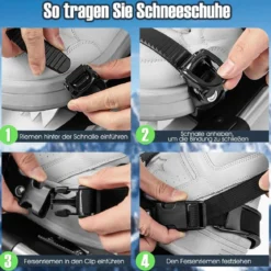 Vielseitiges Schneeschuhe-Set 53 cm ergonomische Schneeschuhe mit Doppel-Ratschenbindungssystem Silber
