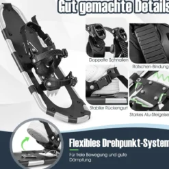 Vielseitiges Schneeschuhe-Set 53 cm ergonomische Schneeschuhe mit Doppel-Ratschenbindungssystem Silber