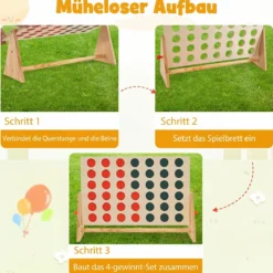 Vier Gewinnt aus Kiefernholz mit 42 Spielsteine Jumbo 4 Gewinnt Montessori Vier in Einer Reihe Spiel