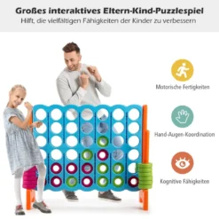 Vier-Gewinnt Spiel Vier in Einer Reihe Spiel mit 42 Jumbo Ringen 120 x 42 x 104 cm Blau + Orange