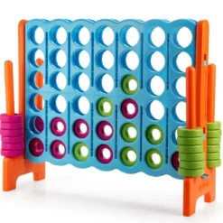 Vier-Gewinnt Spiel Vier in Einer Reihe Spiel mit 42 Jumbo Ringen 120 x 42 x 104 cm Blau + Orange