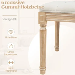 Vintage Eingangsbank mit Massiven Gummibaumholzbeinen Gepolsterte Bettbank Sitzbank Beige