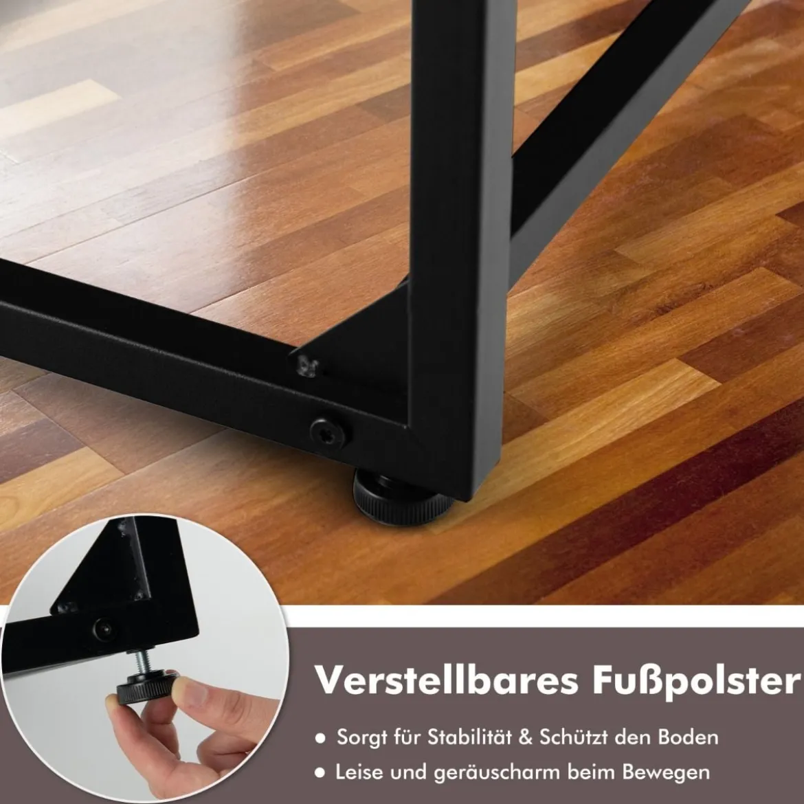Vintage Laptoptisch mit verstellbarer Tischplatte & Stopper C-förmiger Beistelltisch 57 x 37 x 67,5cm Braun
