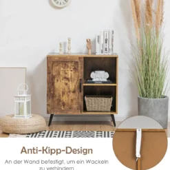Vintage Sideboard mit 5 Fächern & 2 verstellbarem Regalen multifunktionale Kommode Rustikales Braun