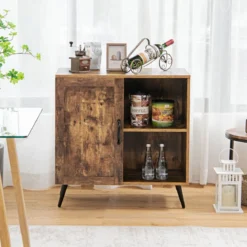 Vintage Sideboard mit 5 Fächern & 2 verstellbarem Regalen multifunktionale Kommode Rustikales Braun