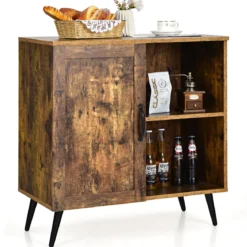 Vintage Sideboard mit 5 Fächern & 2 verstellbarem Regalen multifunktionale Kommode Rustikales Braun