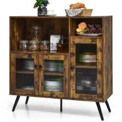 Vintage Sideboard mit Verstellbaren Einlegeböden für Ess- / Wohn- / Arbeitszimmer Rustikales Braun