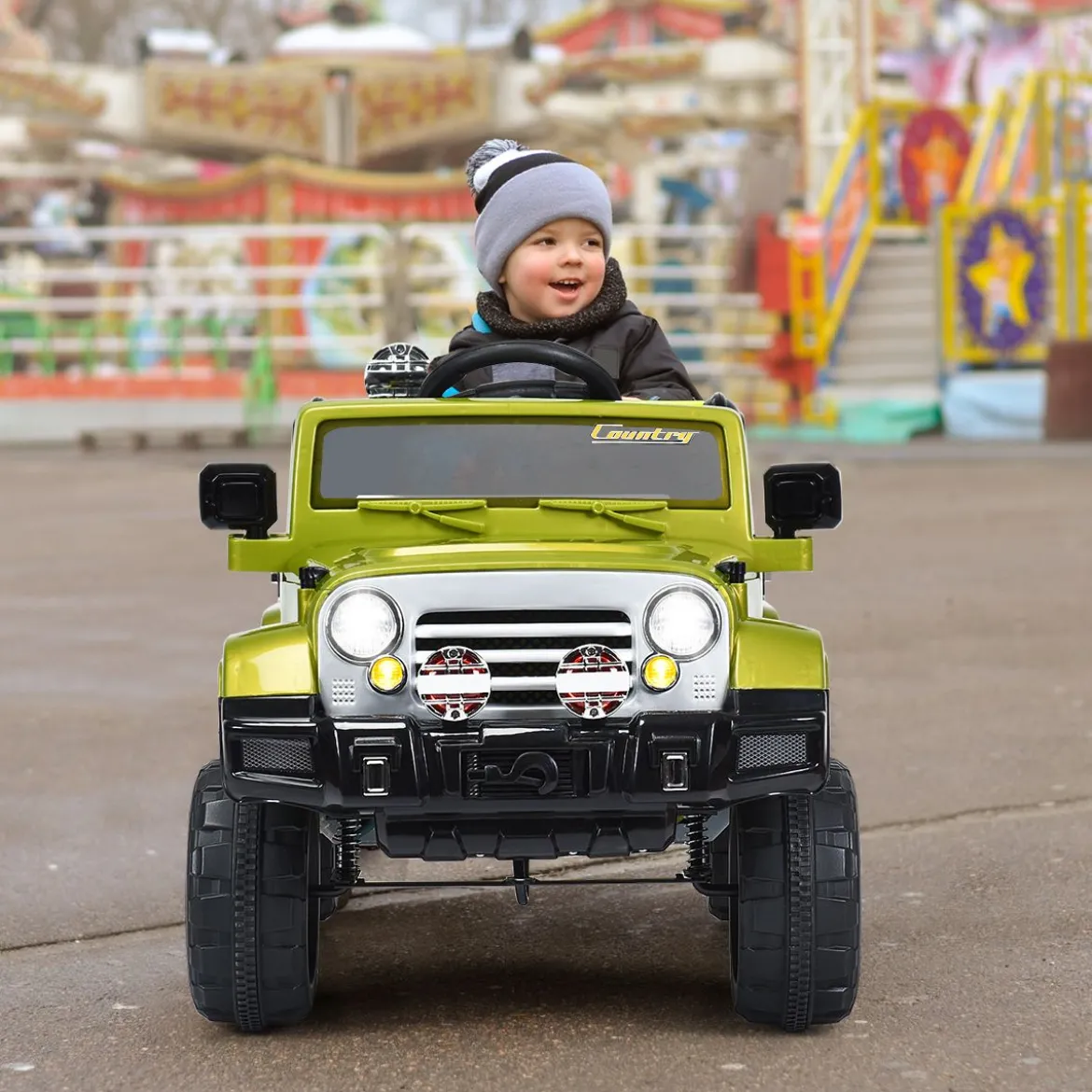 12V Kinderauto Elektroauto mit Musik Batteriebetriebenes Kinderauto 109 x 61 x 63,5 cm Grün