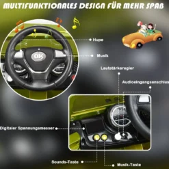 12V Kinderauto Elektroauto mit Musik Batteriebetriebenes Kinderauto 109 x 61 x 63,5 cm Grün