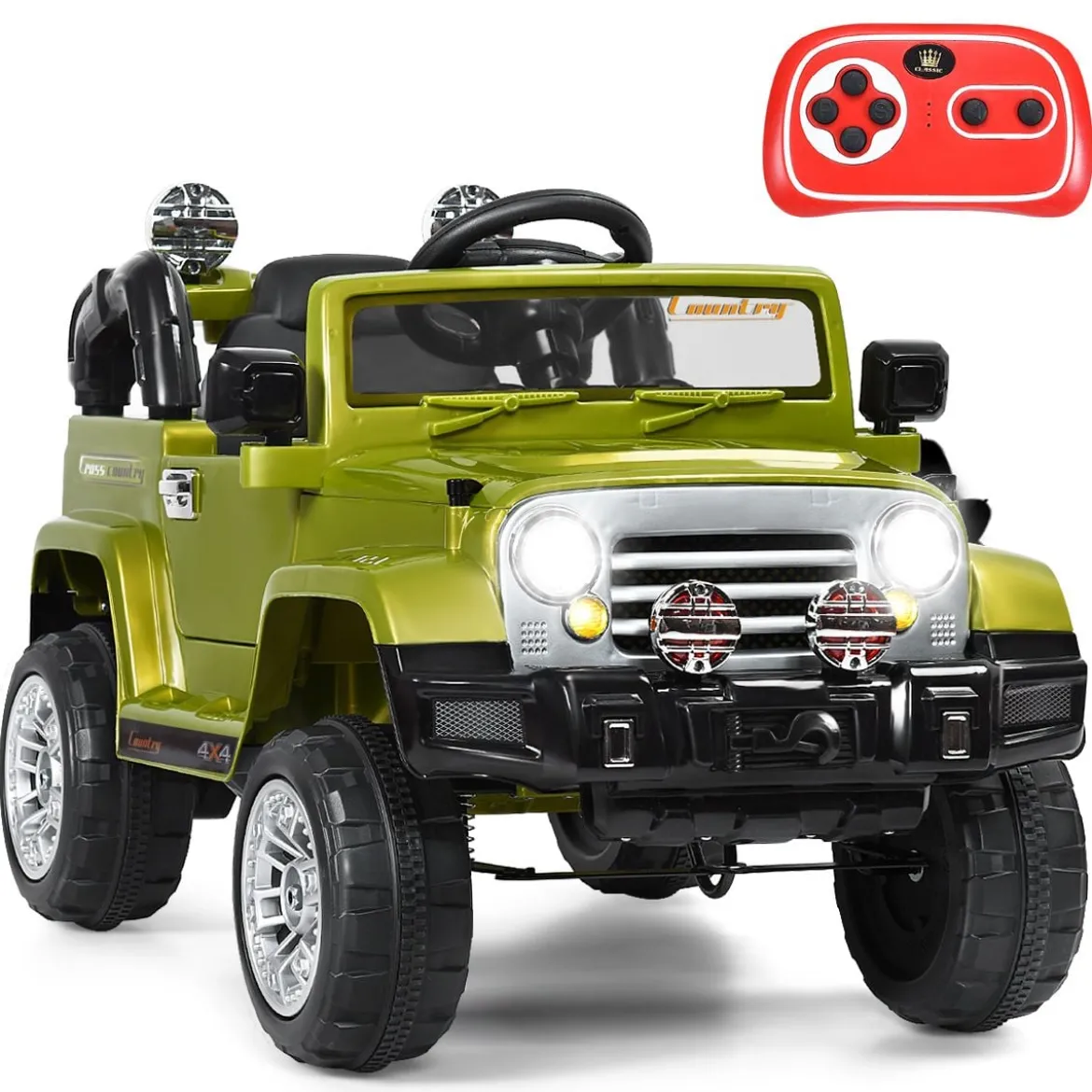 12V Kinderauto Elektroauto mit Musik Batteriebetriebenes Kinderauto 109 x 61 x 63,5 cm Grün
