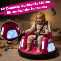 12V Kinder Elektro-Bumpercar batteriebetriebenes Fahrzeug mit blinkenden Lichtern Fernbedienung Rosa