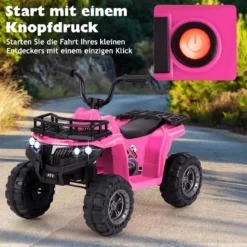 6V Kinder Elektro Quad mit Vorwärts- & Rückwärtsfunktion Kinderquad Elektroauto ATV Rosa