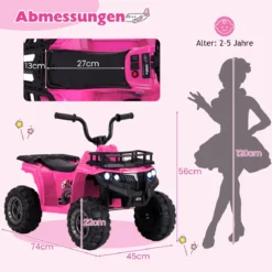 6V Kinder Elektro Quad mit Vorwärts- & Rückwärtsfunktion Kinderquad Elektroauto ATV Rosa