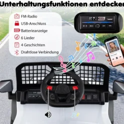 24 V Kinderfahrzeug elektrisches Kinderauto mit Fernbedienung Musik Hupe LED-Scheinwerfer Weiß/Schwarz/Rosa
