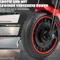 6V Kinder Motorrad mit Scheinwerfern & USB & Stützrädern Elektromotorrad Rot