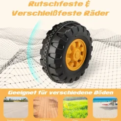 6V Kinder Sitzbagger mit drehbarer & verstellbarer Schaufel & Musik Schwarz + Grün