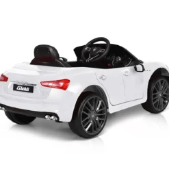 12V Maserati Kinderauto mit 2,4G-Fernbedienung & Musik & LED für Kinder ab 3 Jahren Weiß