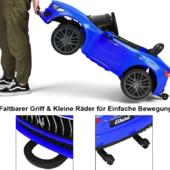 12V Maserati Kinderauto mit 2,4G-Fernbedienung & Musik & LED für Kinder ab 3 Jahren Blau