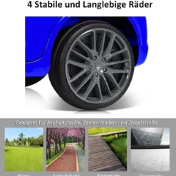 12V Maserati Kinderauto mit 2,4G-Fernbedienung & Musik & LED für Kinder ab 3 Jahren Blau