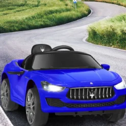 12V Maserati Kinderauto mit 2,4G-Fernbedienung & Musik & LED für Kinder ab 3 Jahren Blau