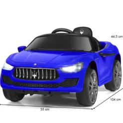 12V Maserati Kinderauto mit 2,4G-Fernbedienung & Musik & LED für Kinder ab 3 Jahren Blau