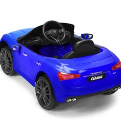 12V Maserati Kinderauto mit 2,4G-Fernbedienung & Musik & LED für Kinder ab 3 Jahren Blau