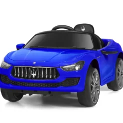 12V Maserati Kinderauto mit 2,4G-Fernbedienung & Musik & LED für Kinder ab 3 Jahren Blau