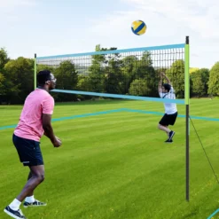 Volleyballnetz outdoor 9,5 x 1 m Pool Volleyball Netz Höhenverstellbar mit Ständer Volleyball Hinterhof Grün