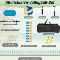 Volleyballnetz outdoor 9,5 x 1 m Pool Volleyball Netz Höhenverstellbar mit Ständer Volleyball Hinterhof Grün