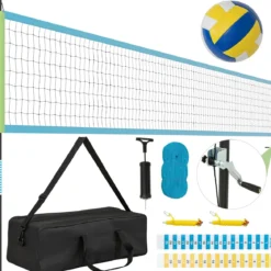 Volleyballnetz outdoor 9,5 x 1 m Pool Volleyball Netz Höhenverstellbar mit Ständer Volleyball Hinterhof Grün