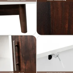 Vorratsschrank Buffetschrank mit 3 Türen 102 x 33 x 76 cm Weiß