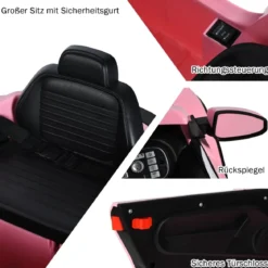 VW Beetle Kinderauto mit Musik & 2 Beleuchtungsmodi inkl. 2,4G Fernbedienung Rosa