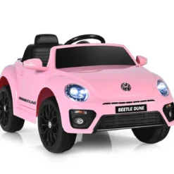 VW Beetle Kinderauto mit Musik & 2 Beleuchtungsmodi inkl. 2,4G Fernbedienung Rosa