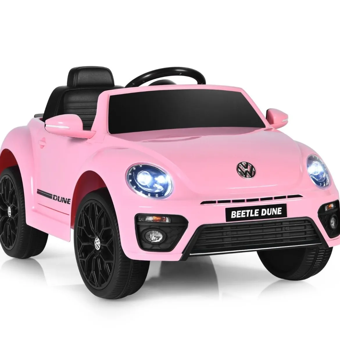 VW Beetle Kinderauto mit Musik & 2 Beleuchtungsmodi inkl. 2,4G Fernbedienung Rosa