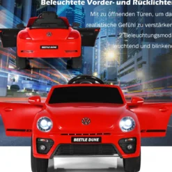VW Beetle Kinderauto mit Musik & 2 Beleuchtungsmodi inkl. 2,4G Fernbedienung Rot