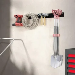 Wand Gerätehalter mit 4 Doppelhaken Gartengerätehalter bis zu 150kg Belastbar