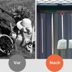 Wand Gerätehalter mit 4 Doppelhaken Gartengerätehalter bis zu 150kg Belastbar