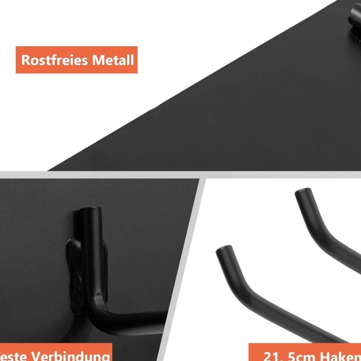 Wand Gerätehalter mit 4 Doppelhaken Gartengerätehalter bis zu 150kg Belastbar