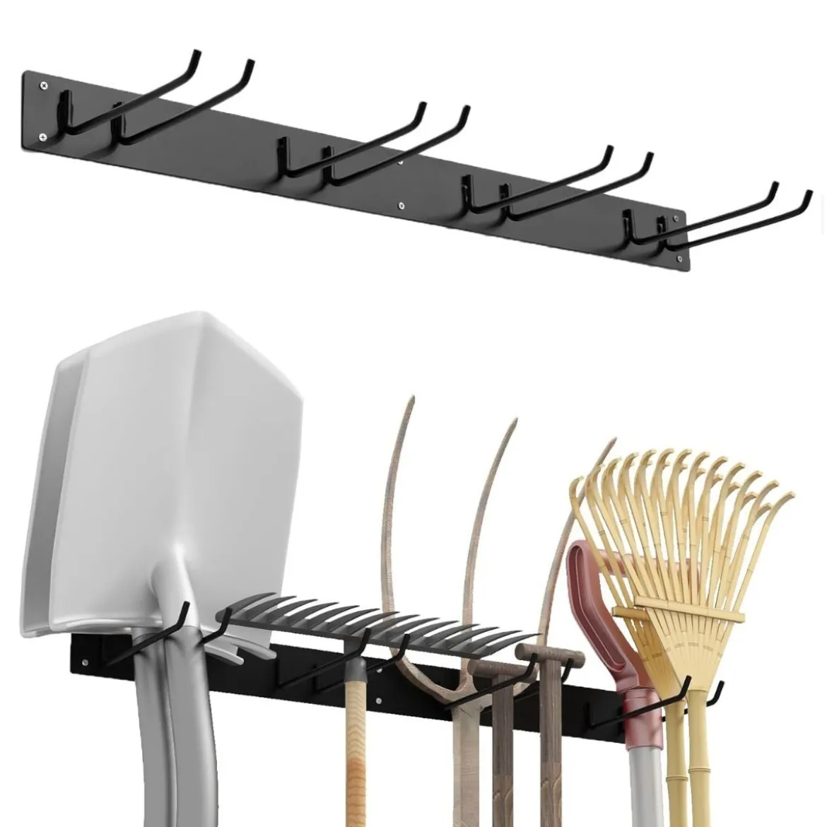Wand Gerätehalter mit 4 Doppelhaken Gartengerätehalter bis zu 150kg Belastbar