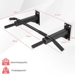 Wandmontierbare Klimmzugstange mit Schaumstoff-Handgriffen max. Gewicht 200 kg