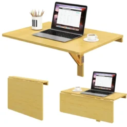 Wandmontierter Klapptisch platzsparender herunterklappbarer Laptop-Arbeitsplatz 80 cm x 60 cm Natur